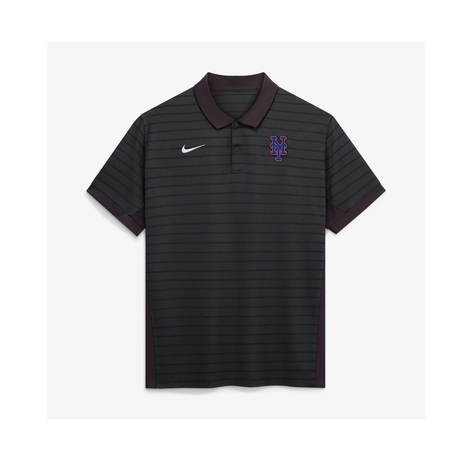 Men's Black New York Mets Authentic Collection Striped Victory Dri-FIT Polo Shirt