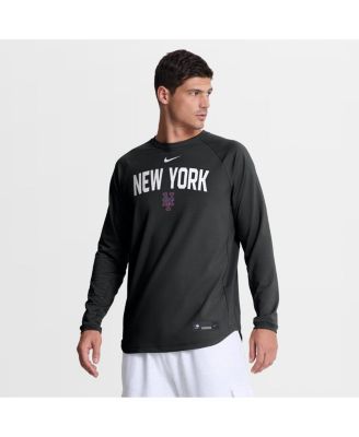 Men's Black New York Mets Authentic Collection Raglan Dri-FIT Sweatshirt