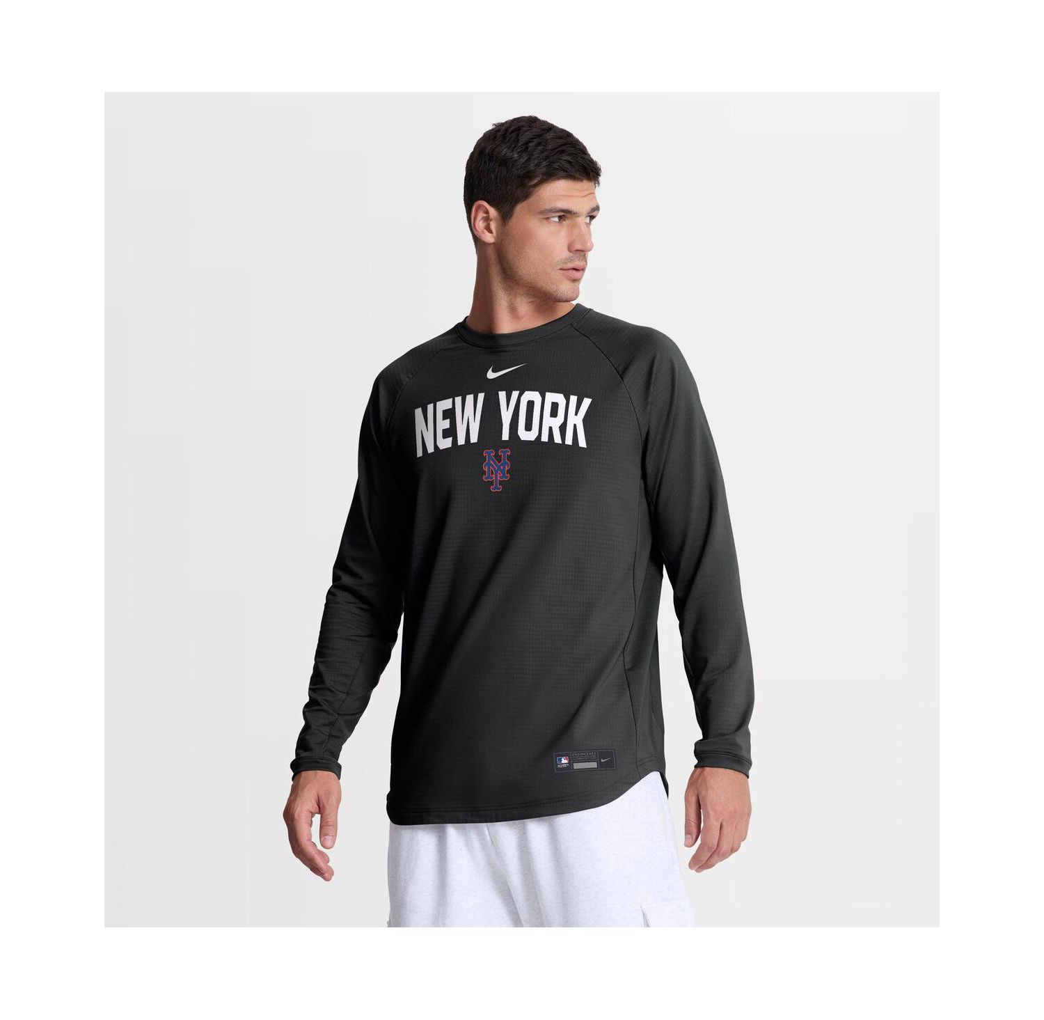 Men's Black New York Mets Authentic Collection Raglan Dri-FIT Sweatshirt