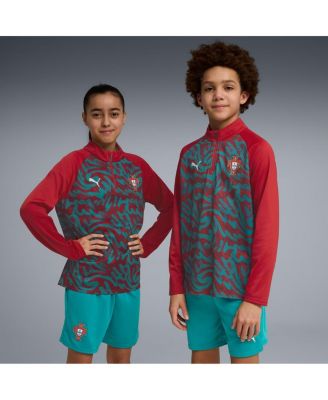Big Boys and Girls Red Portugal National Team Pre-Match Quarter-Zip Pullover