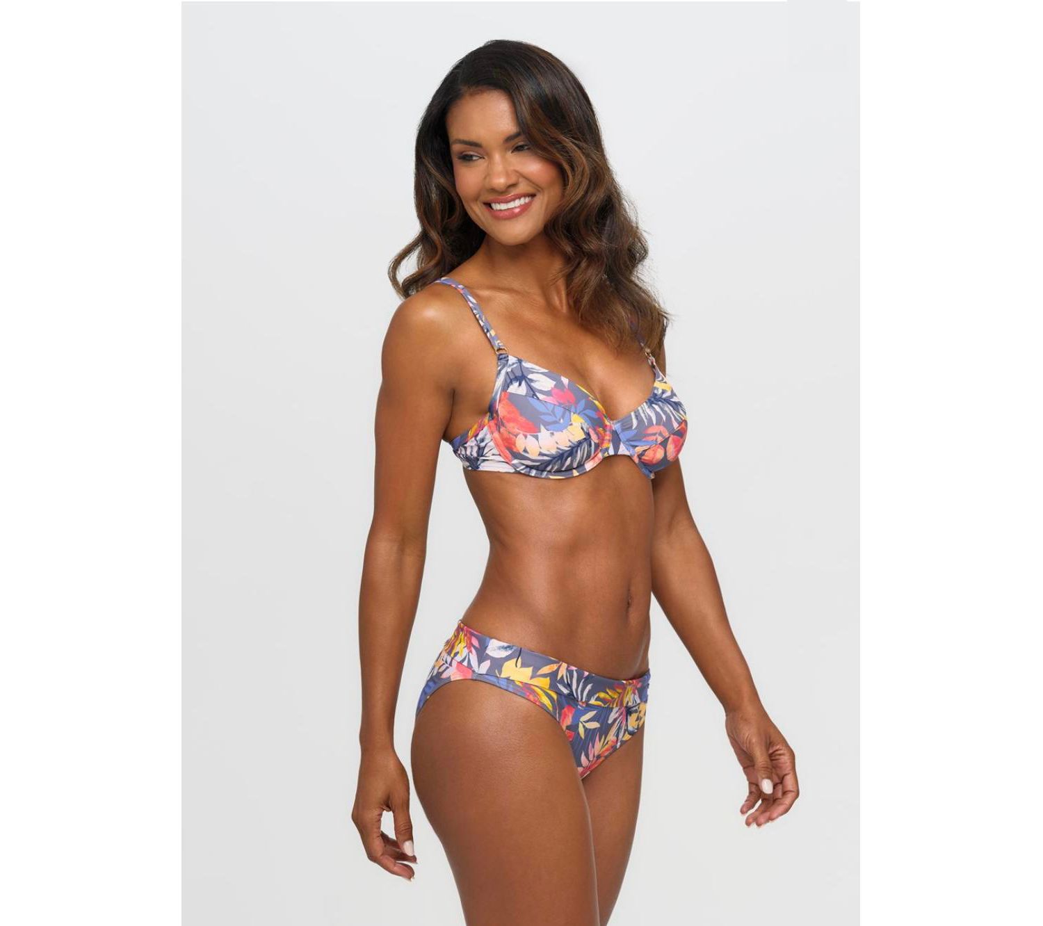 Women's Tropical Print Removable Pads Underwire Bikini Top