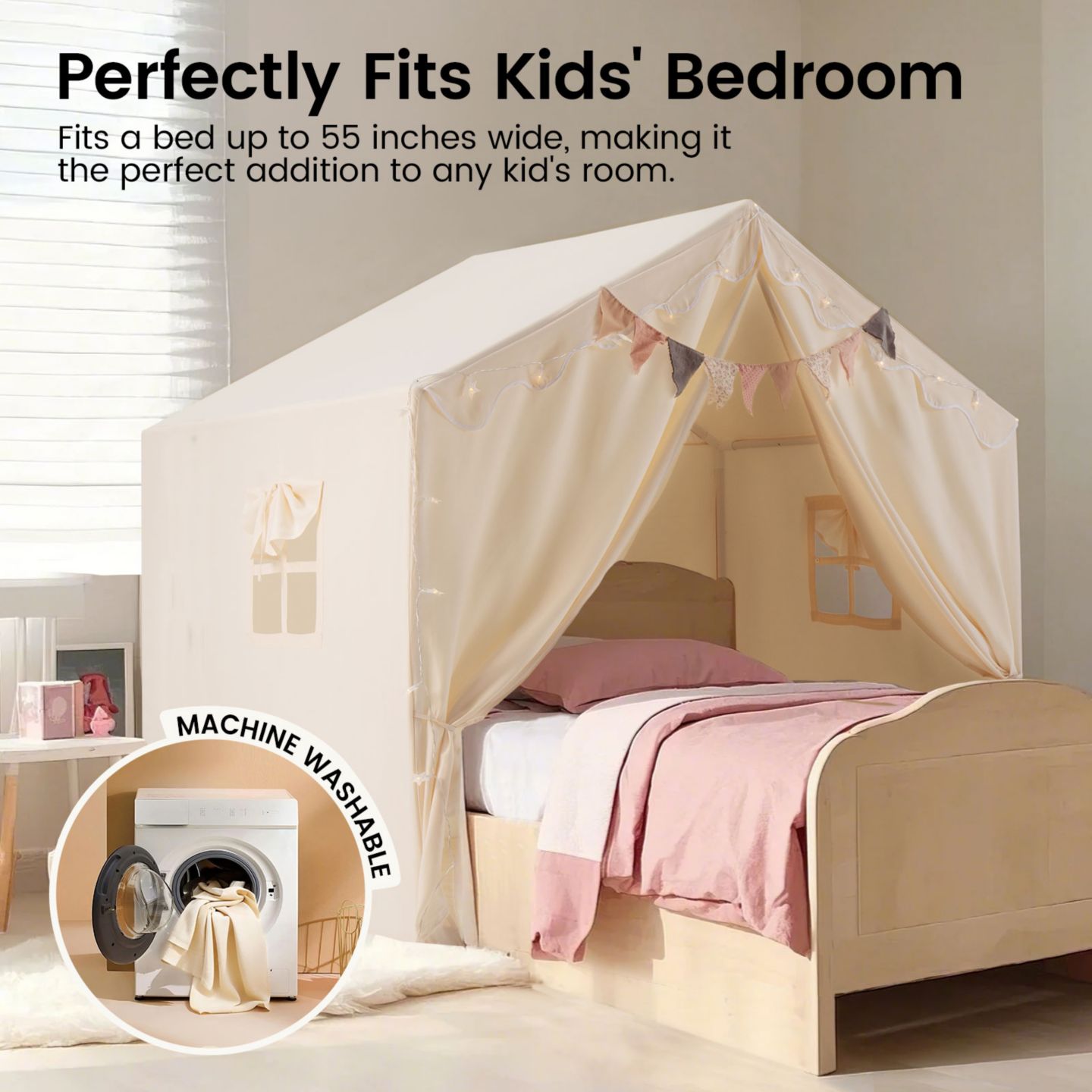 Детские игрушки Tiny Land Cozy Cabin Star Lights, 3-Piece Play Tent, Ages 3+ — фото 2