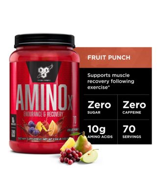 Amino X Muscle Recovery and Endurance Powder with BCAAs, 10 Grams of Amino Acids, Keto Friendly, Caffeine Free, Flavor: Fruit Punch, 70 servings