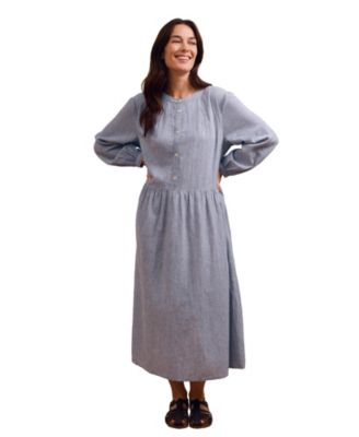 Women's Button Front Midi Shirt Dress