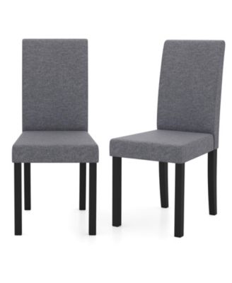 Dining Chair Set of 2 Fabric Upholstered Rubber Wood Legs Side Armless