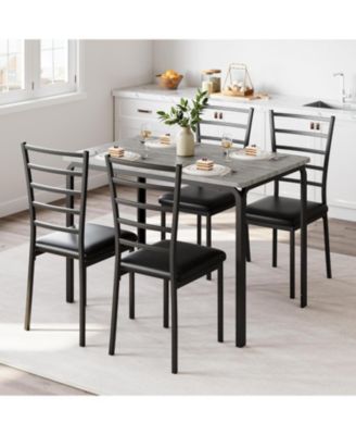 5-Piece Small Space Kitchen Table Set, Modern Square Dinette and 4 Chairs for Indoor Dining