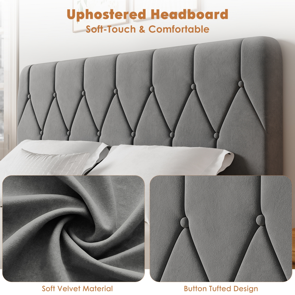Homfan Headboard bed frame