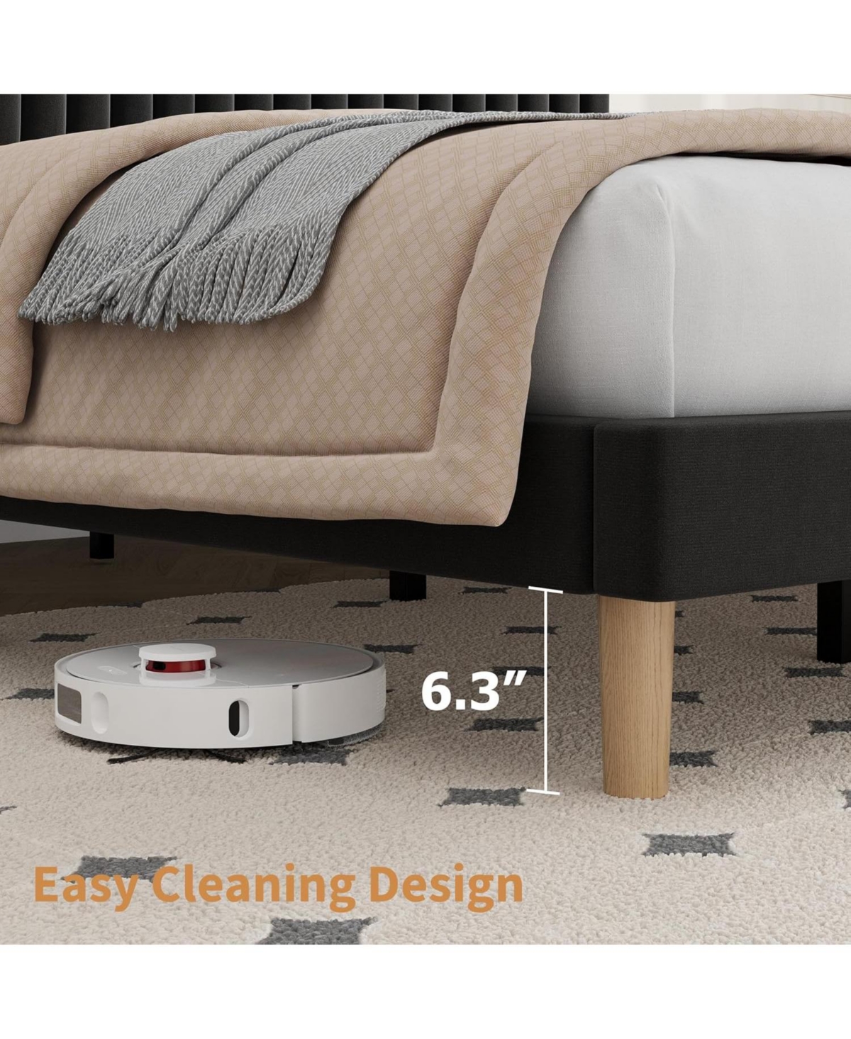 gaomon Upholstered Platform Bed with Adjustable Tufted Headboard and Slat Support