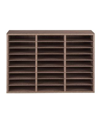 27-Compartment Wood Literature Organizer, Office Mail Sorter with Removable Shelves, File Sorter for Home Classroom