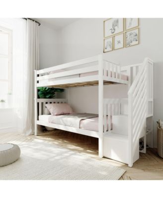 Max and Lily Bed Frame, Farmhouse Solid Wood Platform Bed with Slatted Headboard