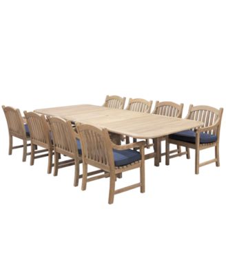 Bristol 9-Pc. Teak Wood Rectangle Extension Dining Set (Dining Table and Dining Chairs)