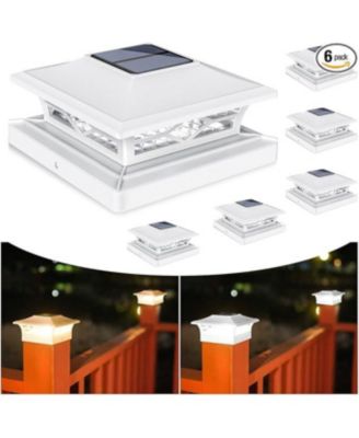Solar Post Cap Lights: 6 - Pack Outdoor Deck Post Cap Lights  for Dock Fence Waterproof