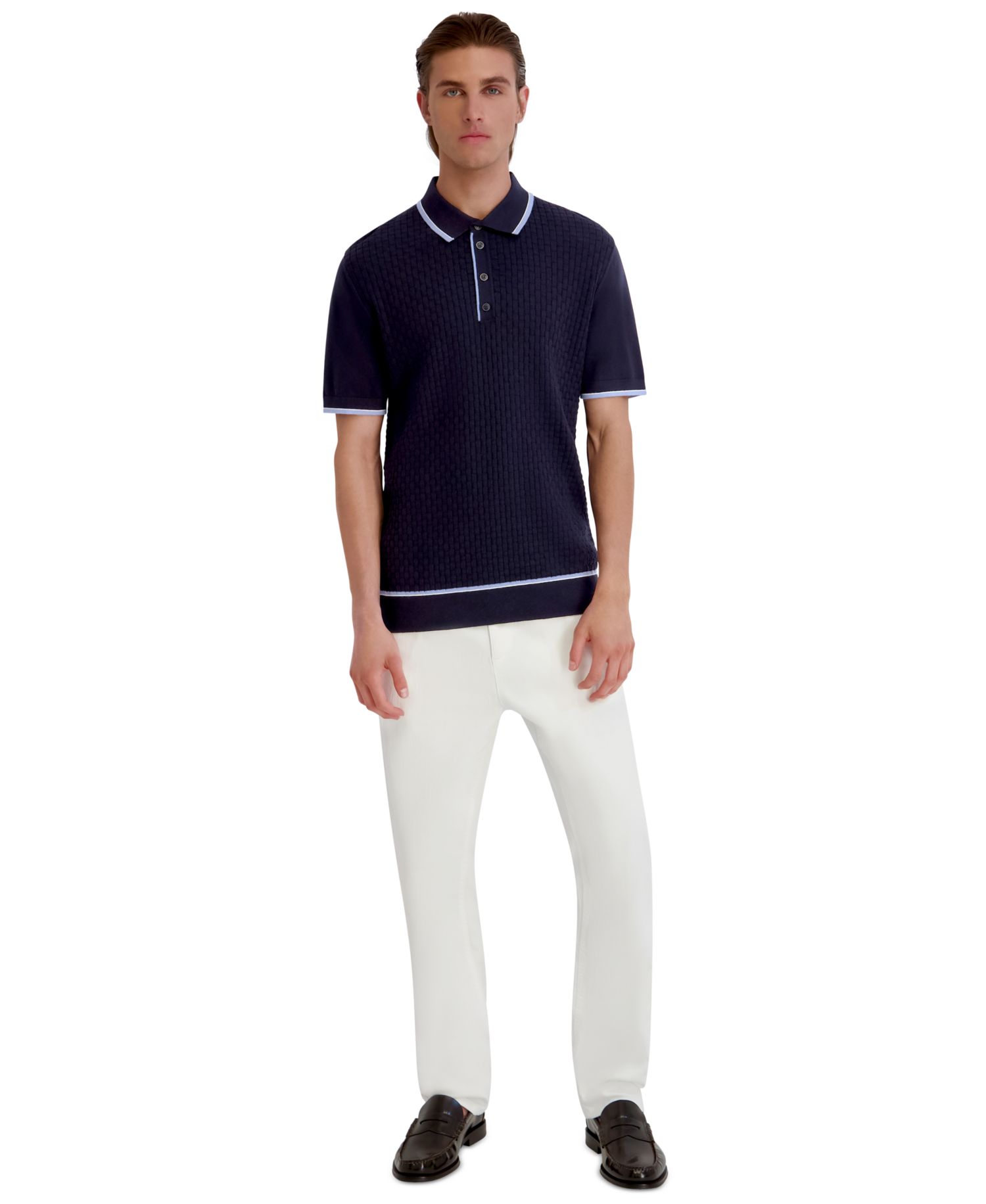 Men's Basket Weave Short-Sleeve Polo Shirt