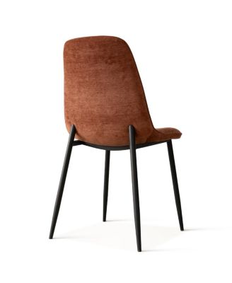 Modern Chenille Upholstered Dining Chairs Set of 4, Metal Legs