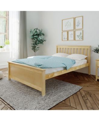 Bed Frame with Headboard, Solid Wood Platform Bed for Kids