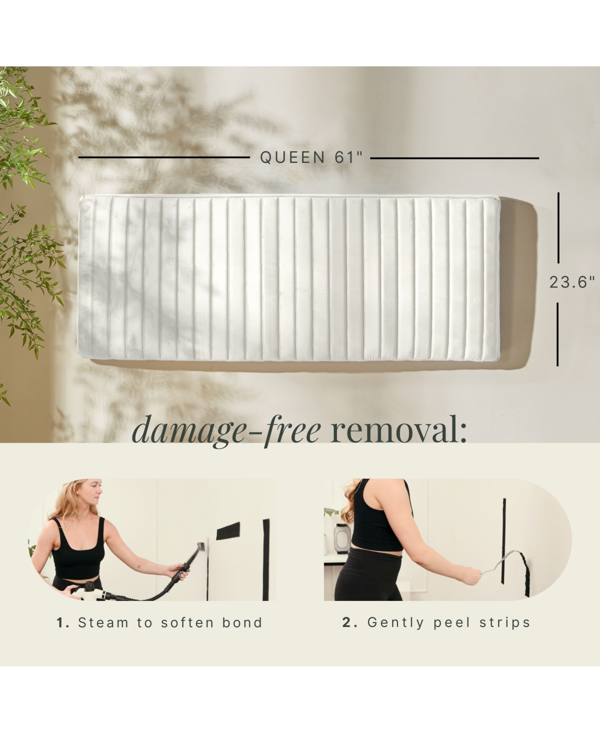Nestl Velvet Headboard, wall mounted, peel and stick, easy assemble