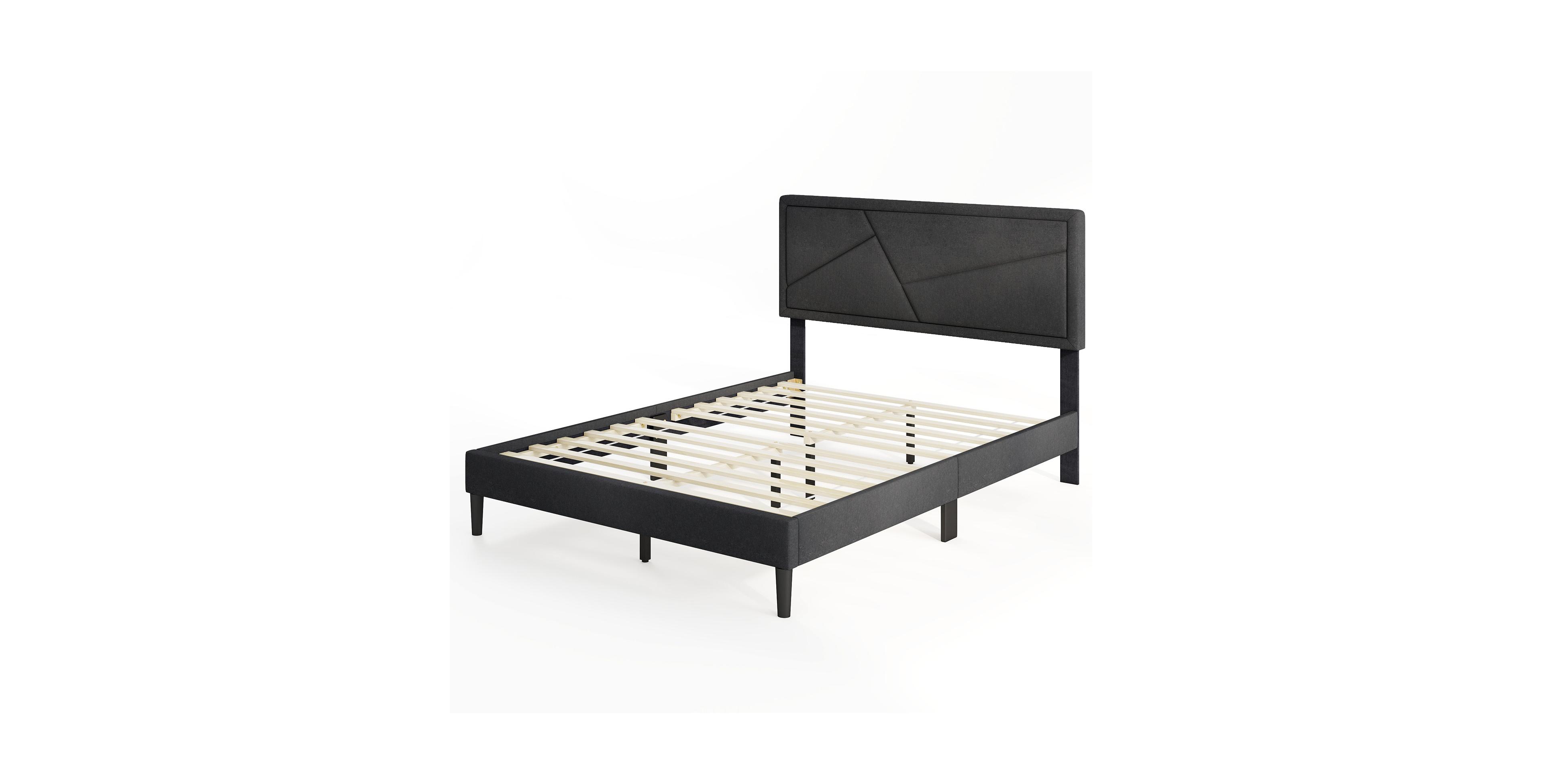 Slickblue Platform Bed Frame with High Upholstered Headboard