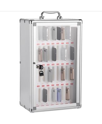 36-Slot Cell Phone Storage Cabinet with Key Lock, Aluminum Alloy, Wall Mounted or Freestanding