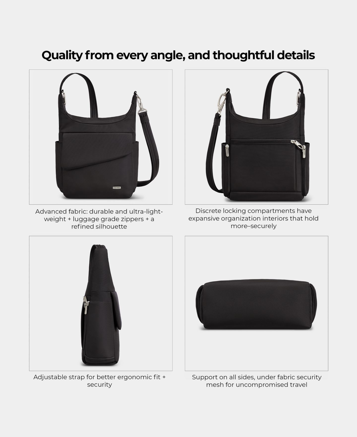 Женская сумка Travelon Anti-Theft Classic Messenger, цвет: Чёрный — фото 12