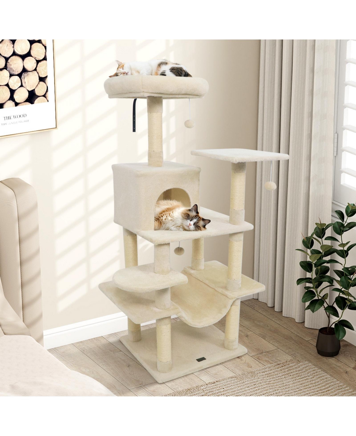 Cozito Cat Tree 58 in Soft Plush Multi-Level with Top Perch