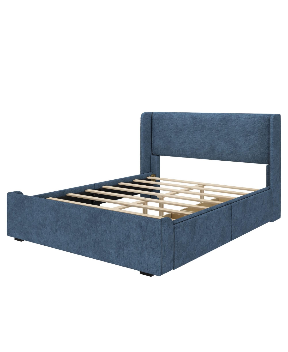 Max & Lily Full Upholstered Rectangular Headboard Platform Bed Frame with 2 Drawer Side Storage