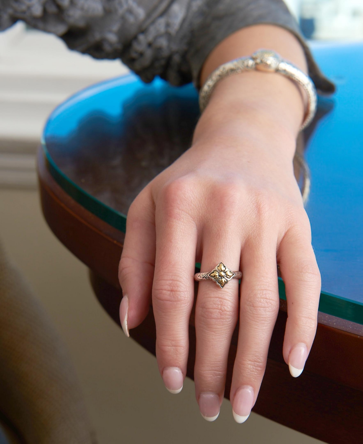Devata Maple Leaf Ring Sterling Silver and 18K Gold Accents