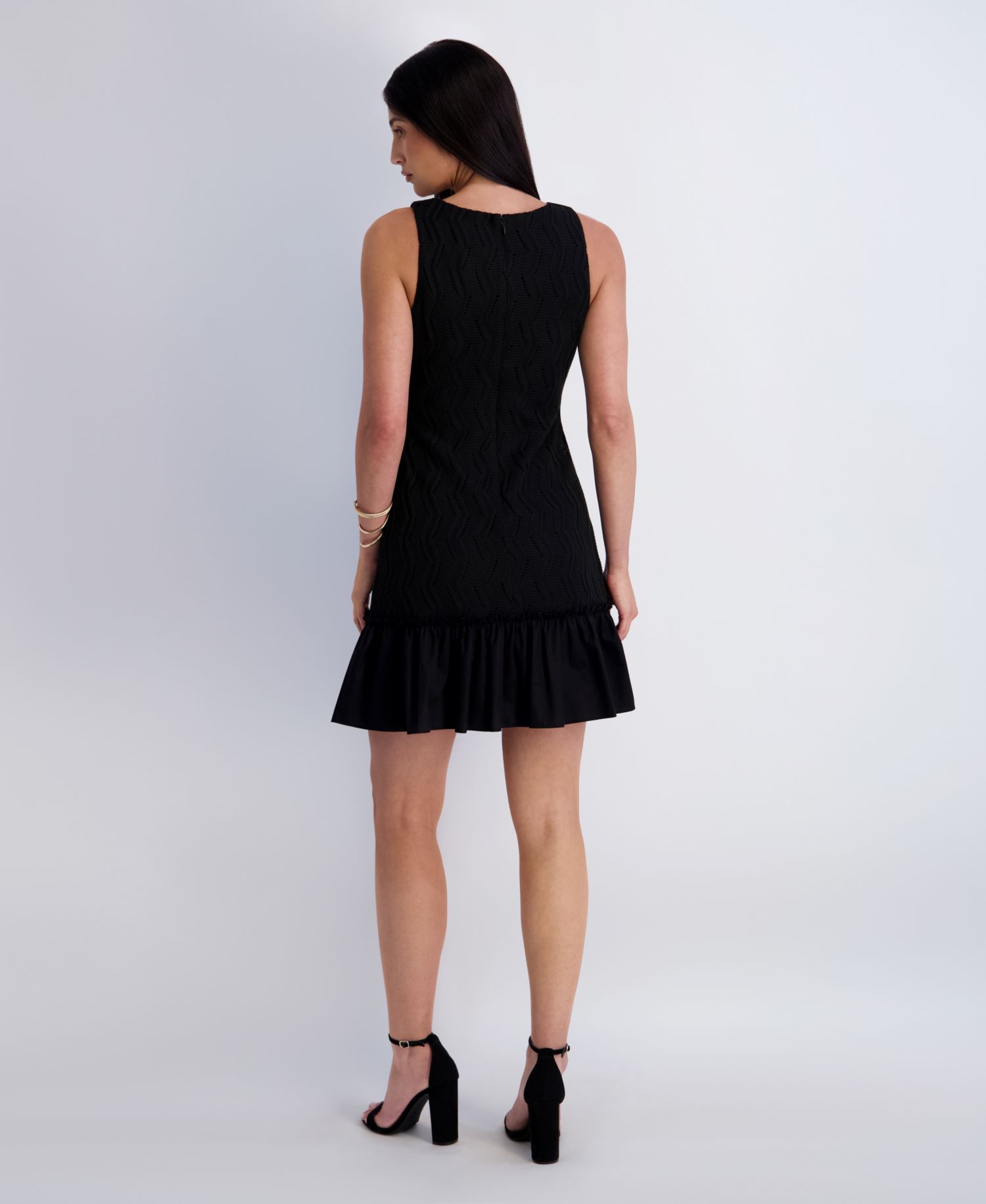 Women's Crochet Knit Crewneck Polyester Dress