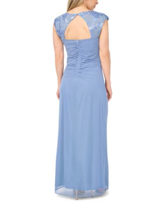 floral long sleeve dress Floral Frill Trim Sleeve Plunge Maxi Dress