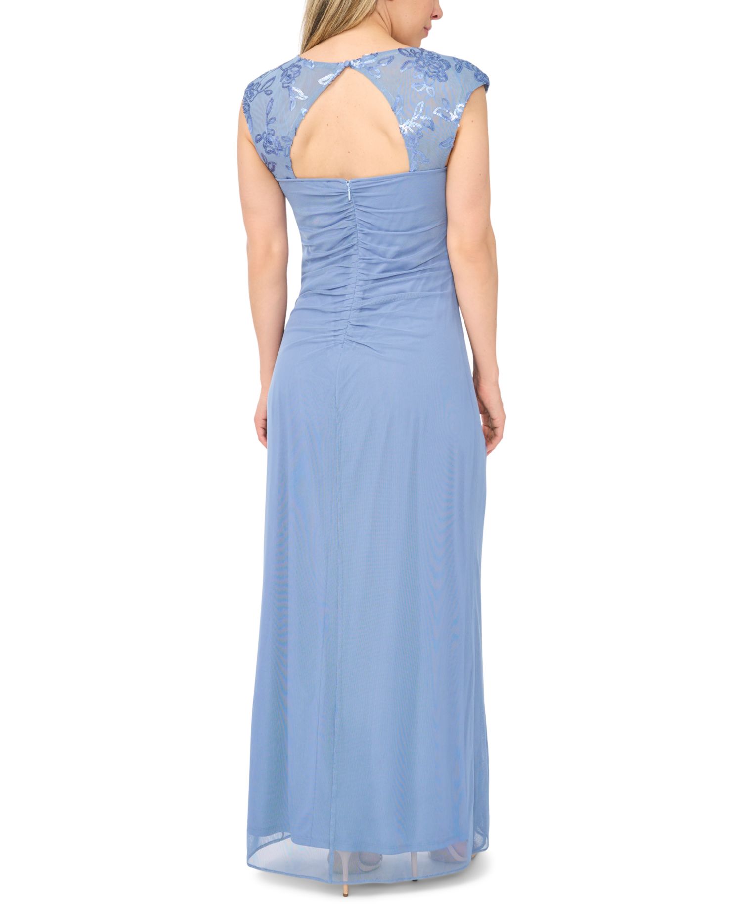 Petite Polyester Blend Sleeveless Long Gown