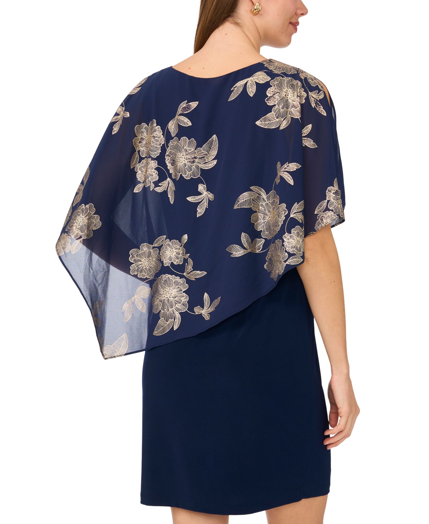 Petite Foil Cape Short Dress