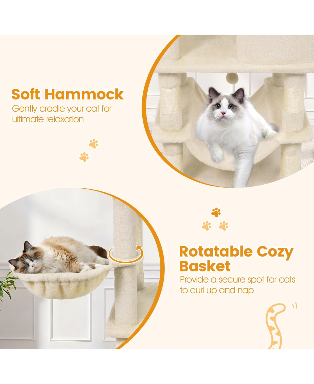 Cozito Cat Tree 66 inch with 2 Condos and Sisal Scratching Posts