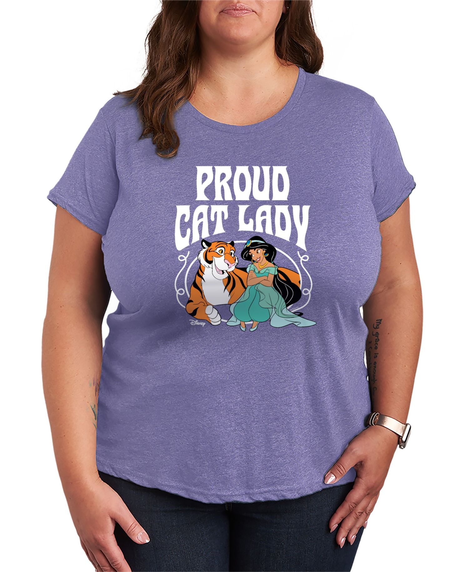 Plus Size Disney Princess Proud Cat Lady Jasmine Short-Sleeve Graphic T-Shirt