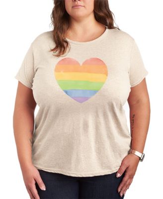 Plus Size Instant Message Rainbow Heart Vintage Faded Short-Sleeve Graphic T-Shirt