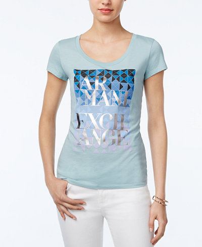 Armani Exchange Metallic-Detail Graphic T-Shirt