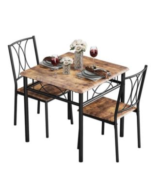 3-Piece 2-Person Retro Square Dining Table Set