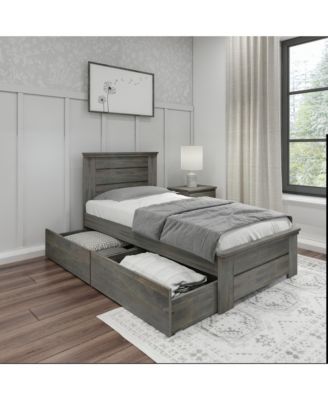 Twin Bed Frame with Storage Drawers, Solid Wood Platform Bed for Kids