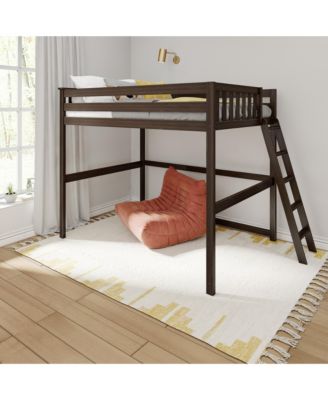 Full Size High Loft Bed with Ladder on End, Solid Wood Frame, Space Saving, 400 lbs Weight Capacity, Easy Assembly
