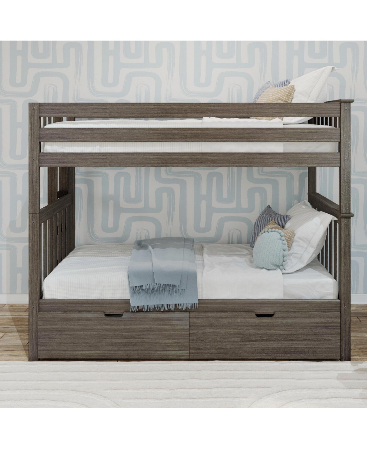 Max & Lily Twin Bunk Bed With Ladder on End and Storage Drawers