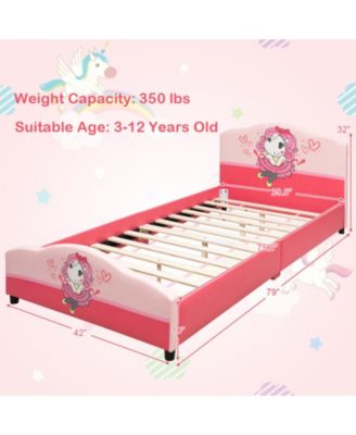 Upholstered Toddler Platform Bed with Playful Girl Pattern