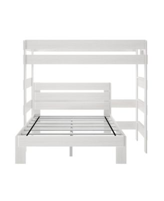 Max and Lily Solid Wood Modern Farmhouse Bunk Bed, L-Shaped Twin over Queen Bed Frame For Kids