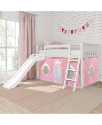 Max And  LilyLow Bunk With Easy Slide and and Gold Princess Curtain, Clay
