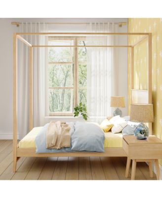 Max And Lilly Haven Canopy Bed with Square Post and Wood Headboard (Full), Blonde