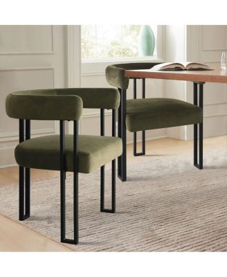 Velvet Dining Chairs Set of 2, Modern Armchairs, Metal Legs