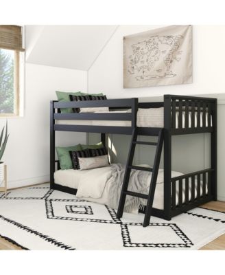 Max and Lily Solid Wood Scandinavian Twin over Twin Bunk Bed for Kids with Ladder