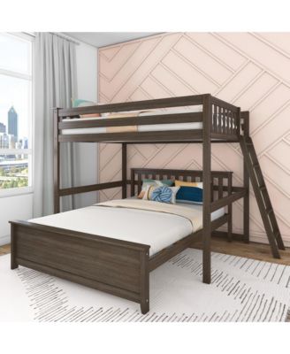 Full Bed Frame with Panel Headboard, Modern Farmhouse Solid Wood Platform Bed