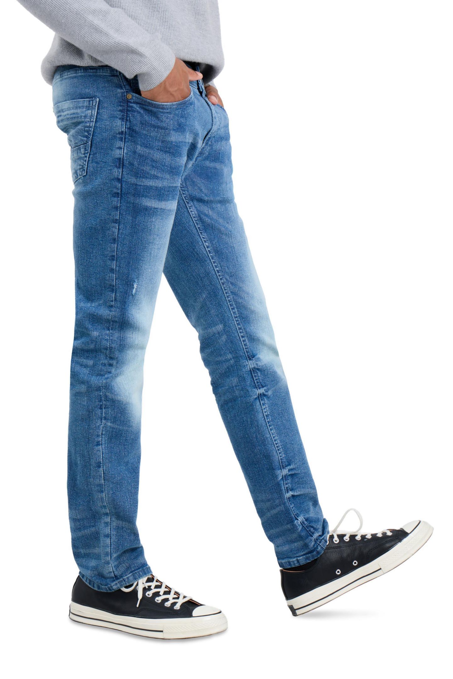 Мужские джинсы Raw X Rip And Repair Neon Trims Slim Fit Stretch, цвет: Средний синий — фото 3