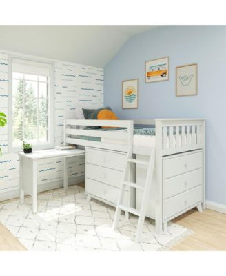 Twin-Size Low Loft with Pull-Out Desk and 3-Drawer Dressers