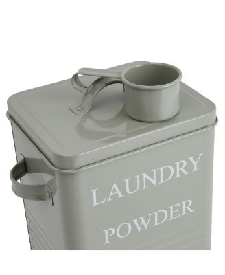 Storied Home Metal Laundry Powder Container with Lid and Scoop, Grey