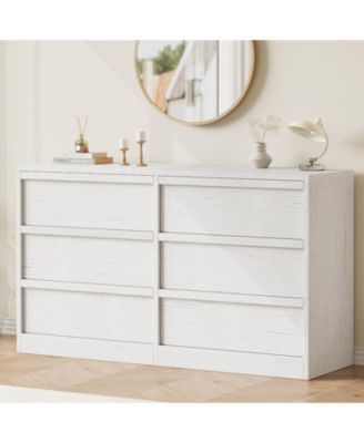 6 Drawer Dresser for Bedroom, Modern Wooden Chest of Drawers Dresser Organizer