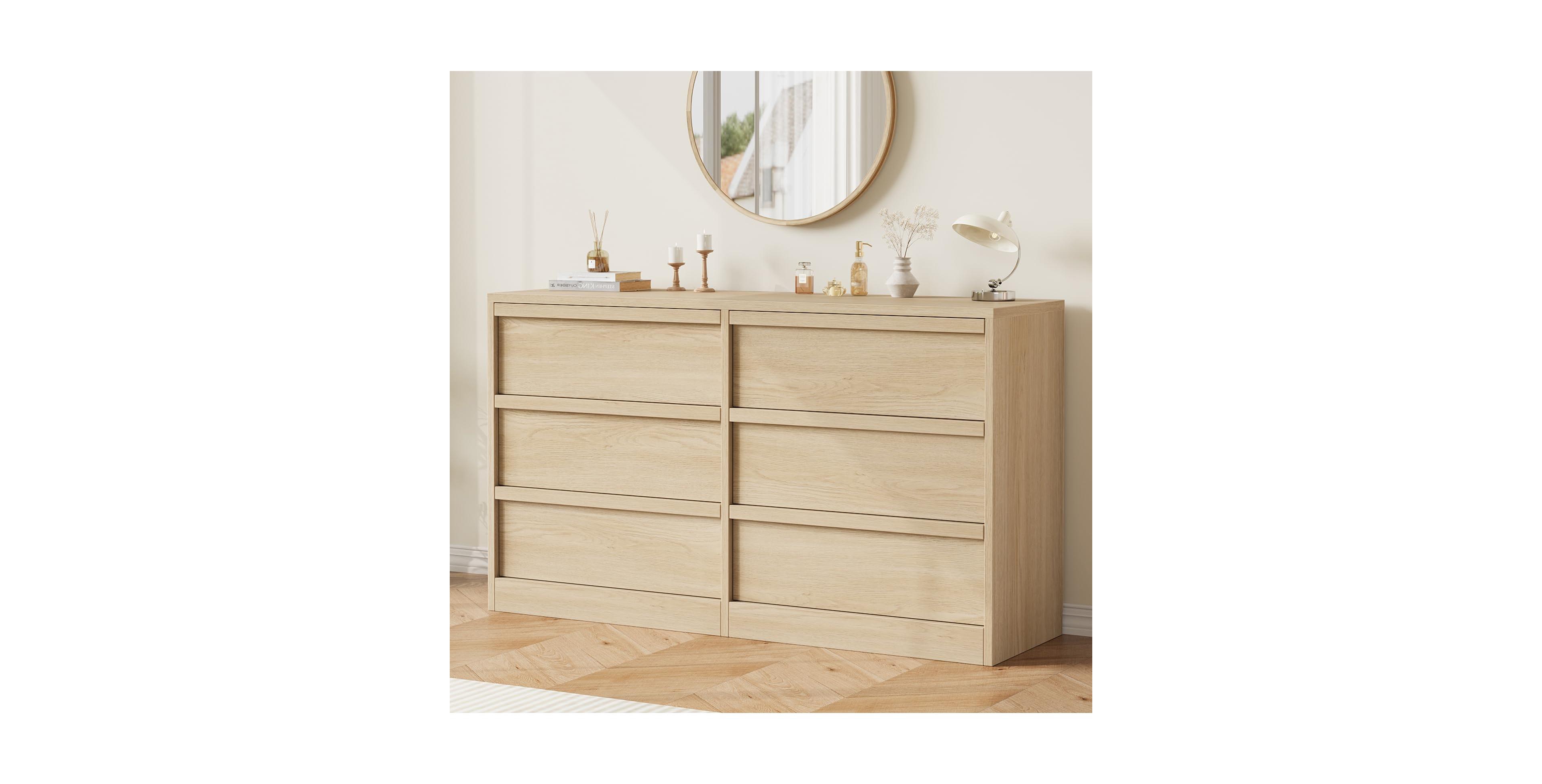 gaomon 6 Drawer Dresser for Bedroom, Modern Wooden Chest of Drawers Organizer